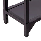 Consolle stretta in metallo argento/nero con piano in vetro, disponibile in 2 colori