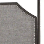 Letto Queen Size con Struttura in Metallo Grigio e Nero – Rivestito in Lino, con Borchie Argento