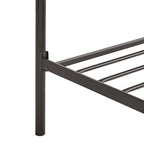 Letto Queen Size con Struttura in Metallo Grigio e Nero – Rivestito in Lino, con Borchie Argento