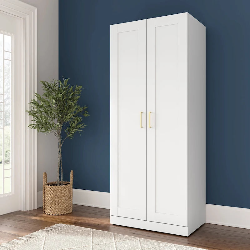 Armadietto alto contenitore bianco con ante, 2 ante, monoposto
