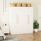 Armadio a 4 ante in legno bianco e grigio, stile per 2 persone