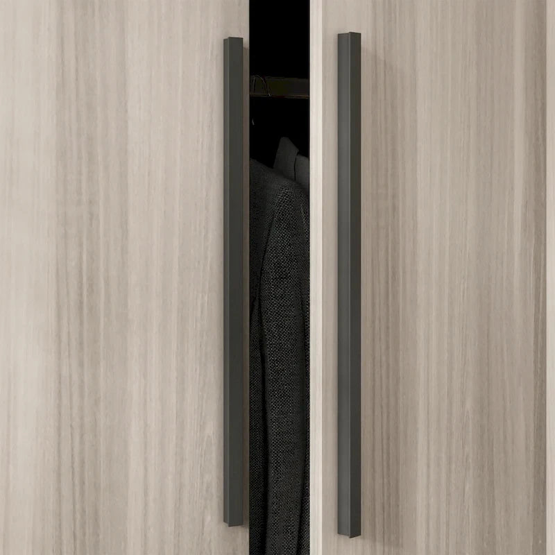 Armadio a 4 ante in legno bianco e grigio, stile per 2 persone