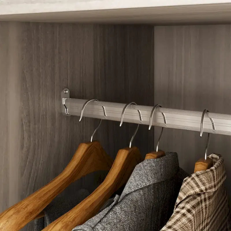 Armadio a 4 ante in legno bianco e grigio, stile per 2 persone