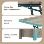 Tavolino da caffè sollevabile con contenitore, stile rustico, colore Marrone/Grigio/Bianco Antico, ospita fino a 8 persone
