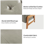 Panca contenitore imbottita in stile metà secolo con seduta trapuntata e gambe in legno – Marrone chiaro / Marrone / Turchese / Avorio / Nero / Cioccolato / Grigio / Tortora