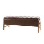 Panca contenitore imbottita in stile metà secolo con seduta trapuntata e gambe in legno – Marrone chiaro / Marrone / Turchese / Avorio / Nero / Cioccolato / Grigio / Tortora
