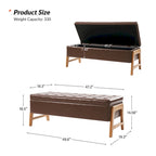 Panca contenitore imbottita in stile metà secolo con seduta trapuntata e gambe in legno – Marrone chiaro / Marrone / Turchese / Avorio / Nero / Cioccolato / Grigio / Tortora