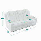 Divanetto reclinabile bianco/nero con LED, altoparlanti e ricarica wireless, 2 posti