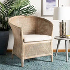SAFAVIEH Basilina Rattan Arm Chair Washed - 31.5  x 29.9  x 25.6  - 30Wx26Dx32H