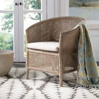Poltrona in Rattan Bianco con Cuscino Bianco – 1 Posto