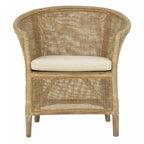 Poltrona in Rattan Bianco con Cuscino Bianco – 1 Posto