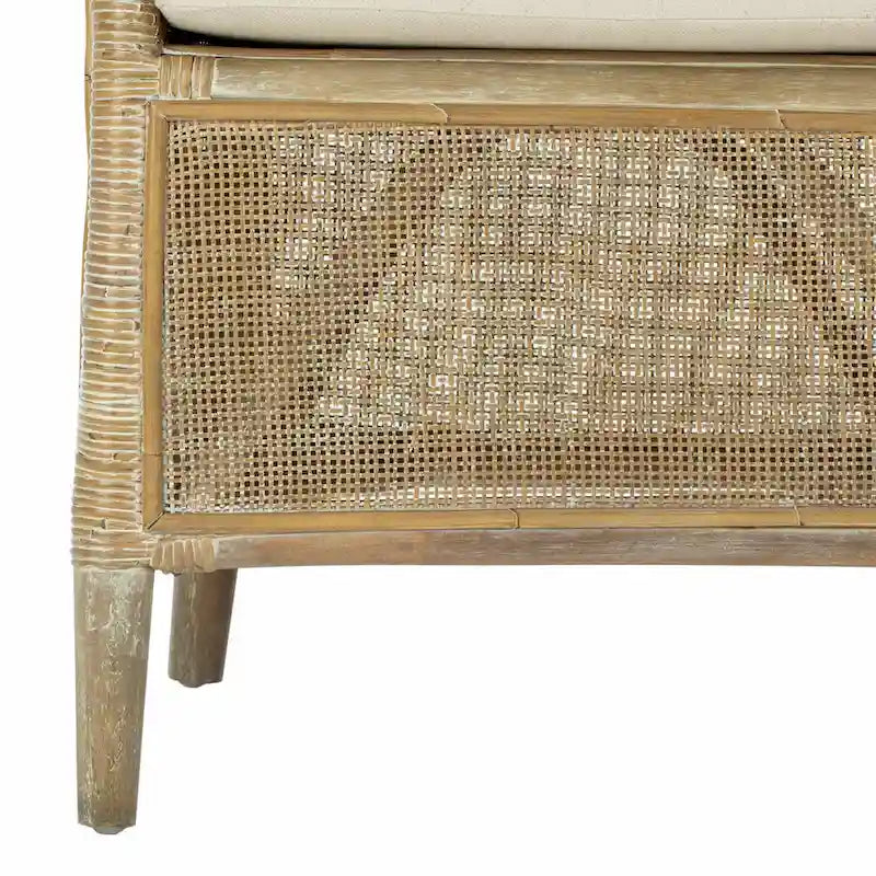 Poltrona in Rattan Bianco con Cuscino Bianco – 1 Posto