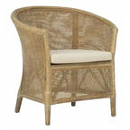 Poltrona in Rattan Bianco con Cuscino Bianco – 1 Posto