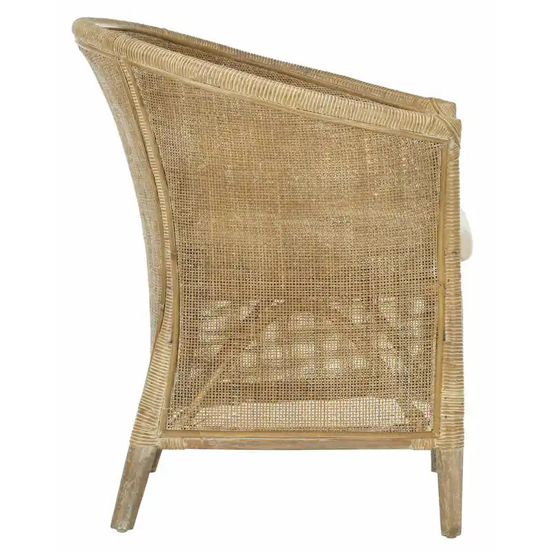 Poltrona in Rattan Bianco con Cuscino Bianco – 1 Posto