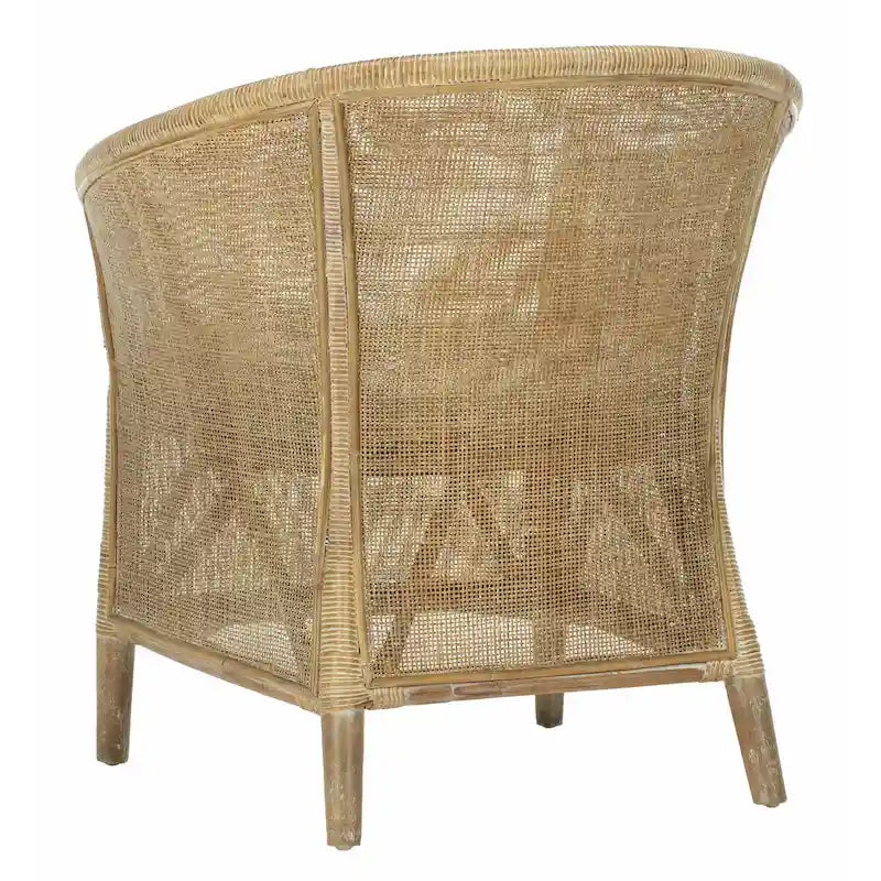 Poltrona in Rattan Bianco con Cuscino Bianco – 1 Posto