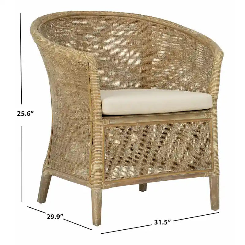 Poltrona in Rattan Bianco con Cuscino Bianco – 1 Posto