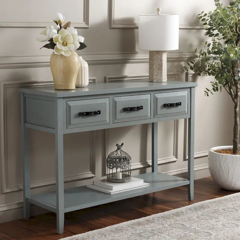 Consolle Nera / Grigio Cenere / Blu Fienile con Cassetti, Montaggio per 1 Persona