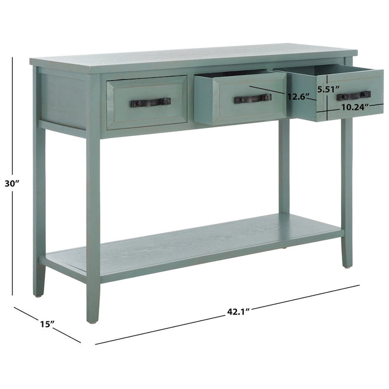 Consolle Nera / Grigio Cenere / Blu Fienile con Cassetti, Montaggio per 1 Persona