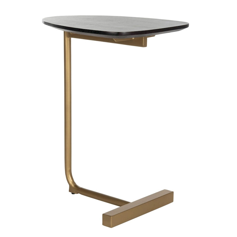 Tavolino a C Nero/Oro, Singolo, 48,26 cm L x 38,1 cm P x 63,5 cm A