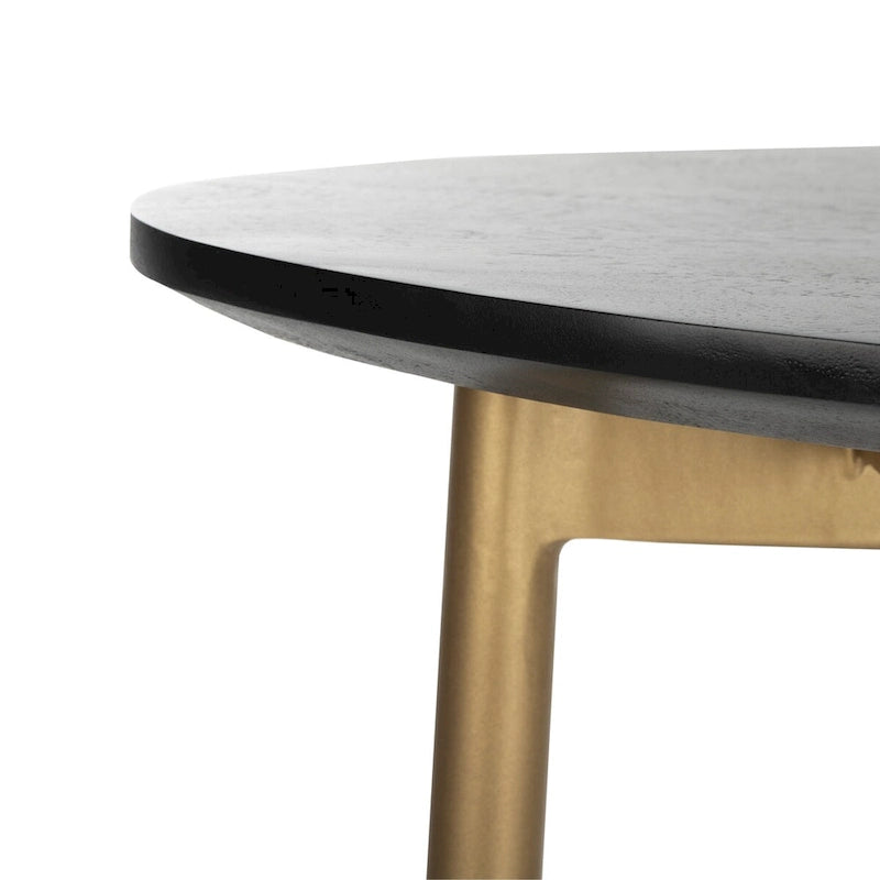 Tavolino a C Nero/Oro, Singolo, 48,26 cm L x 38,1 cm P x 63,5 cm A