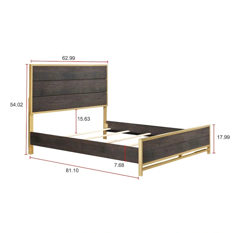 Set Camera da Letto Rustico in Legno Marrone Scuro, 4 Pezzi, Queen/King