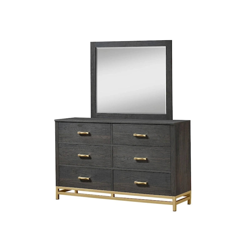 Set Camera da Letto Rustico in Legno Marrone Scuro, 4 Pezzi, Queen/King