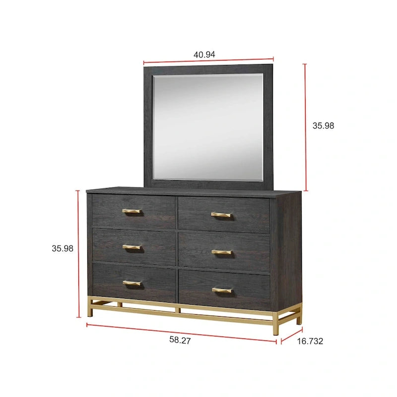 Set Camera da Letto Rustico in Legno Marrone Scuro, 4 Pezzi, Queen/King