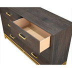Set Camera da Letto Rustico in Legno Marrone Scuro, 4 Pezzi, Queen/King