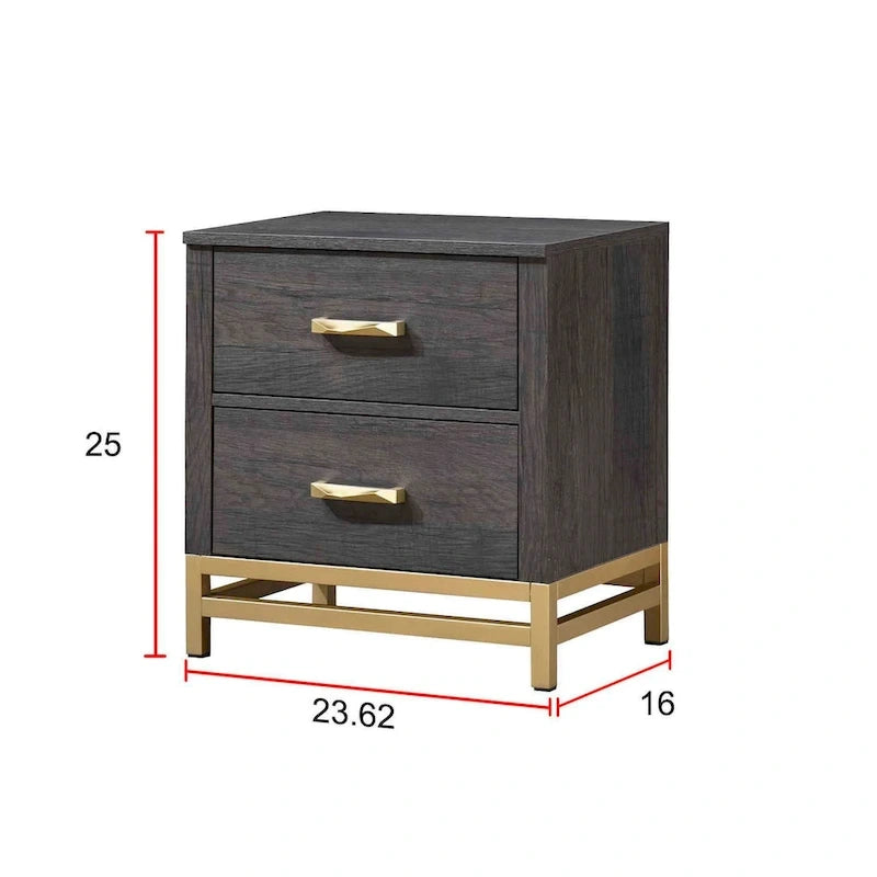 Set Camera da Letto Rustico in Legno Marrone Scuro, 4 Pezzi, Queen/King