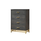 Set Camera da Letto Rustico in Legno Marrone Scuro, 4 Pezzi, Queen/King