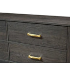 Set Camera da Letto Rustico in Legno Marrone Scuro, 4 Pezzi, Queen/King