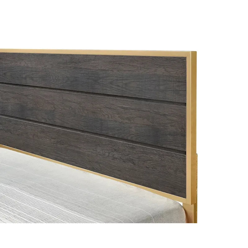 Set Camera da Letto Rustico in Legno Marrone Scuro, 4 Pezzi, Queen/King