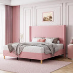 Letto imbottito in velluto con piattaforma, misura Matrimoniale/Queen/King