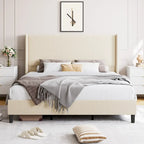 Letto imbottito in velluto con piattaforma, misura Matrimoniale/Queen/King