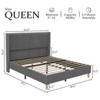 Letto imbottito in velluto con piattaforma, misura Matrimoniale/Queen/King