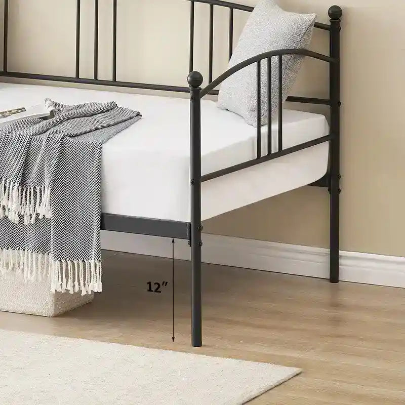 Divano letto in metallo nero/bianco/rosa con letto estraibile, singolo, per 2 persone