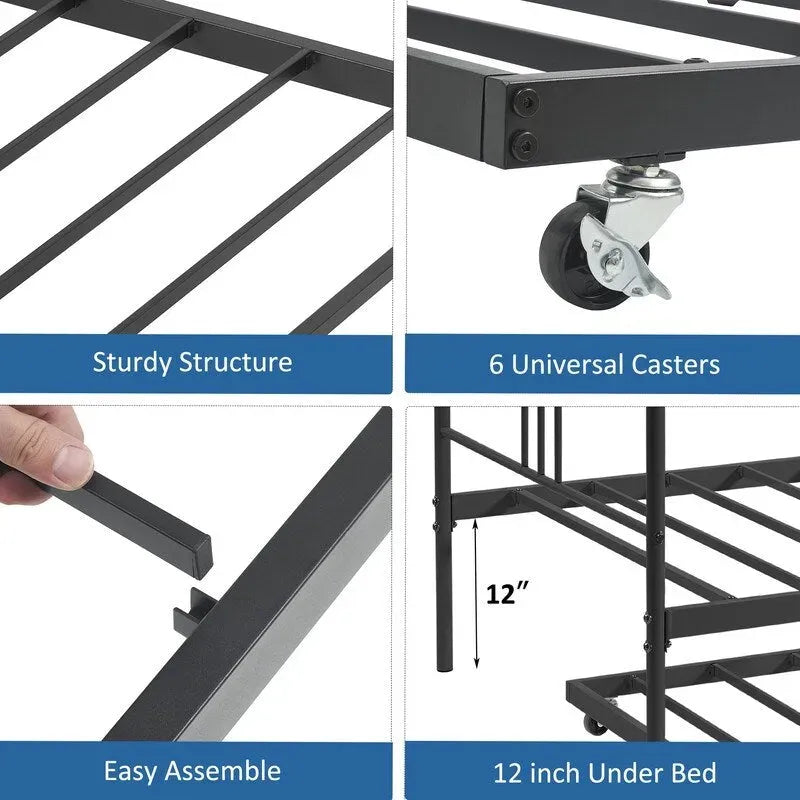 Divano letto in metallo nero/bianco/rosa con letto estraibile, singolo, per 2 persone
