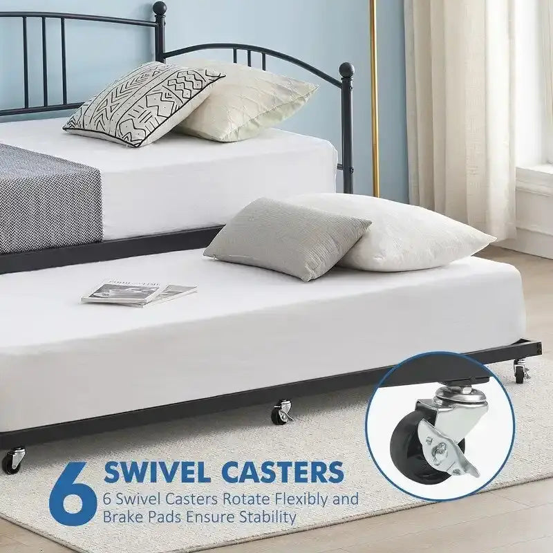 Divano letto in metallo nero/bianco/rosa con letto estraibile, singolo, per 2 persone