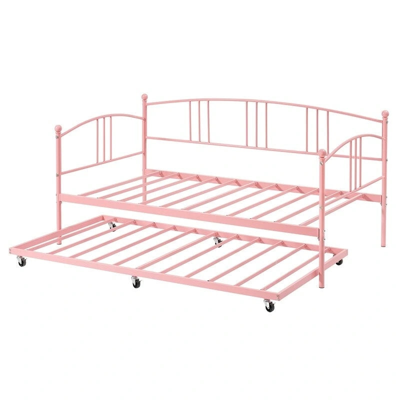 Divano letto in metallo nero/bianco/rosa con letto estraibile, singolo, per 2 persone