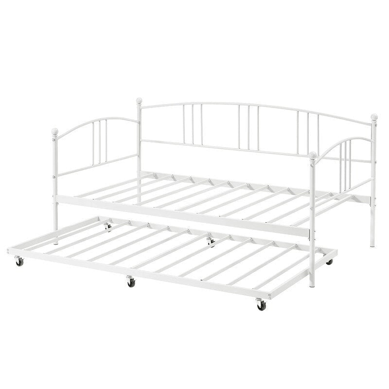 Divano letto in metallo nero/bianco/rosa con letto estraibile, singolo, per 2 persone