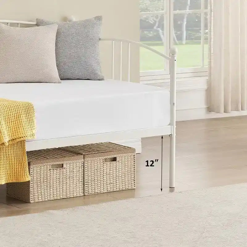 Divano letto in metallo nero/bianco/rosa con letto estraibile, singolo, per 2 persone