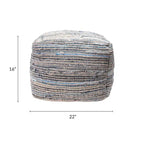 Pouf Ottomano in Denim Naturale a Maglia e Iuta – Seduta Singola