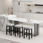 Sgabello da bar senza schienale imbottito a sella nero/grigio/bianco, set da 2/4/6, altezza bancone 27"