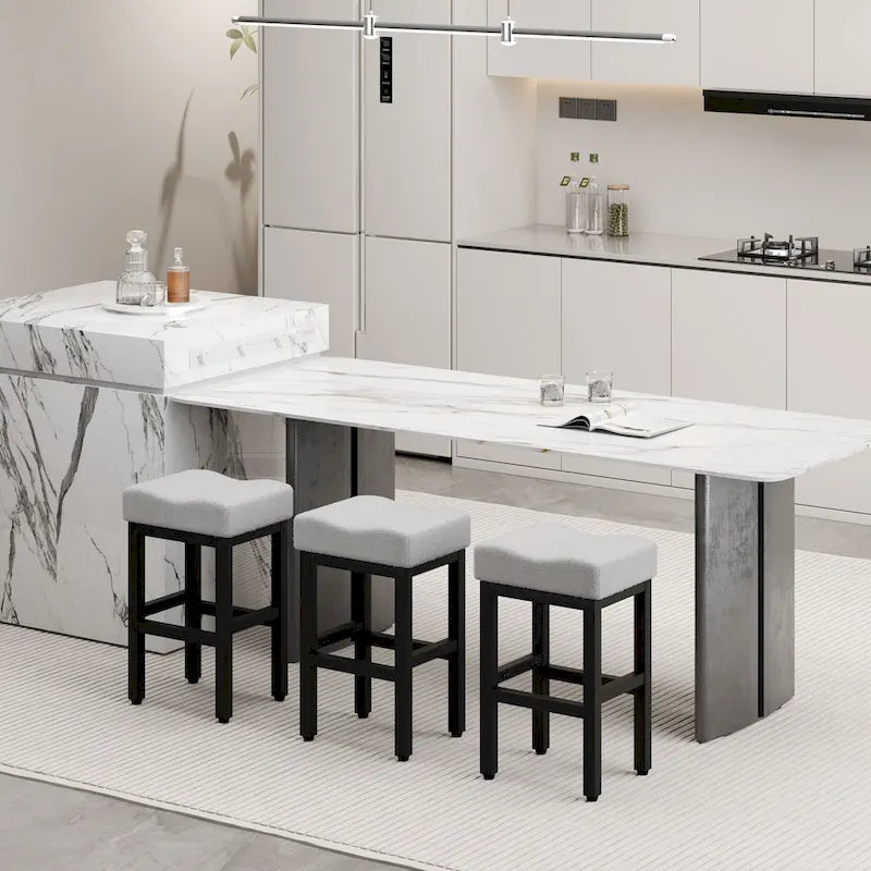 Sgabello da bar senza schienale imbottito a sella nero/grigio/bianco, set da 2/4/6, altezza bancone 27"