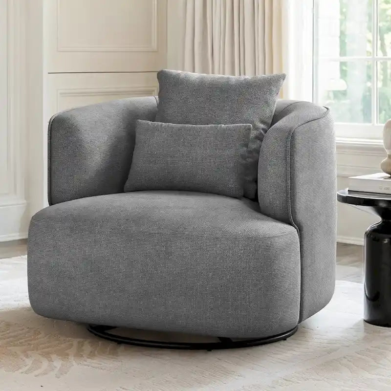 Poltroncina girevole a 360° in tessuto color grano/blu marino/grigio/beige, seduta singola