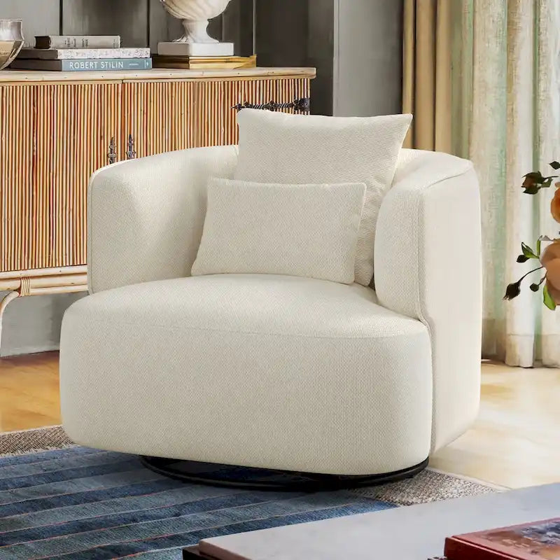 Poltroncina girevole a 360° in tessuto color grano/blu marino/grigio/beige, seduta singola