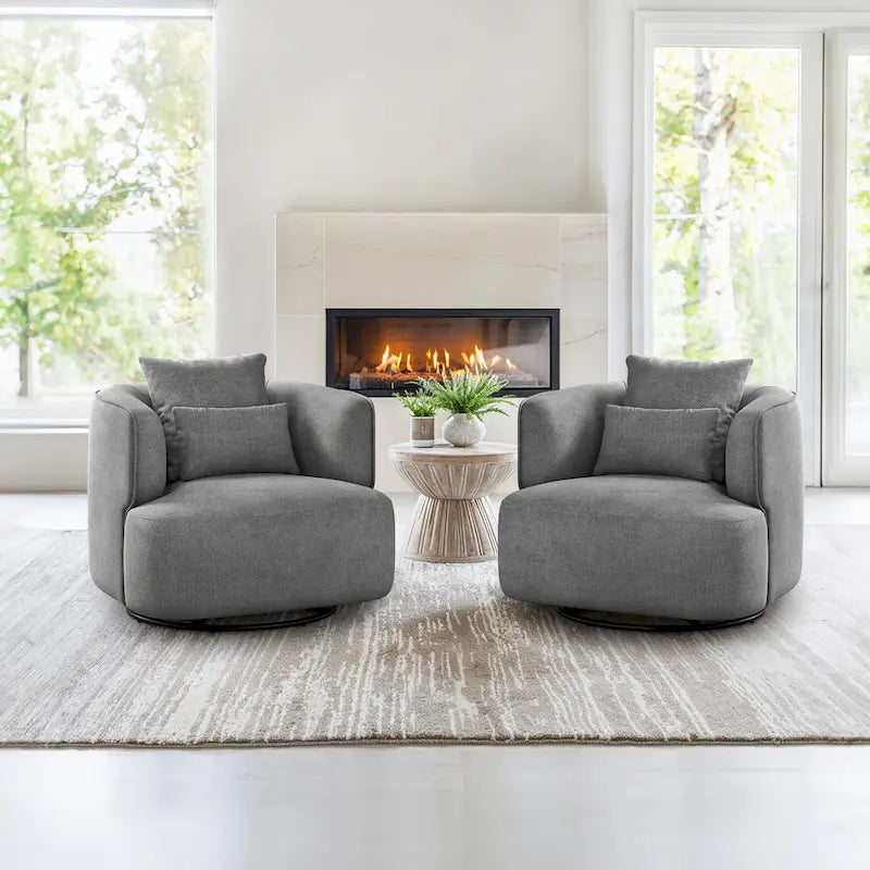 Poltroncina girevole a 360° in tessuto color grano/blu marino/grigio/beige, seduta singola