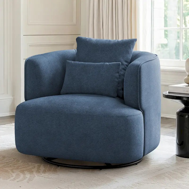 Poltroncina girevole a 360° in tessuto color grano/blu marino/grigio/beige, seduta singola