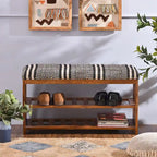 Upholstered 2-Shelf Storage Entryway and Bedroom Bench - 18  H x 34  W x 12  D