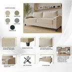 Set divano 3 pezzi rivestito in lino – Poltrona, Divanetto a 2 posti e Divano (Blu / Azzurro / Beige / Grigio / Beige Scuro)
